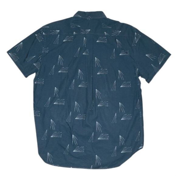 Billy Reid Standard Fit Short Sleeve Abstract  Button Down Shirt Size L Navy - Picture 3 of 8